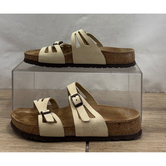 Birkis by Birkenstock Adjustable Strap Slide Sandals Women's Size 39 Beige - Picture 2 of 9